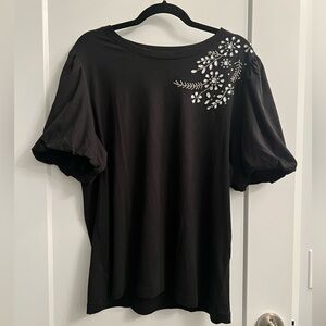 NWT LOFT Crystal-embellished balloon-sleeved casual shirt XXL